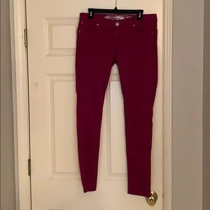 burgundy jean leggings - regular fit, low rise
